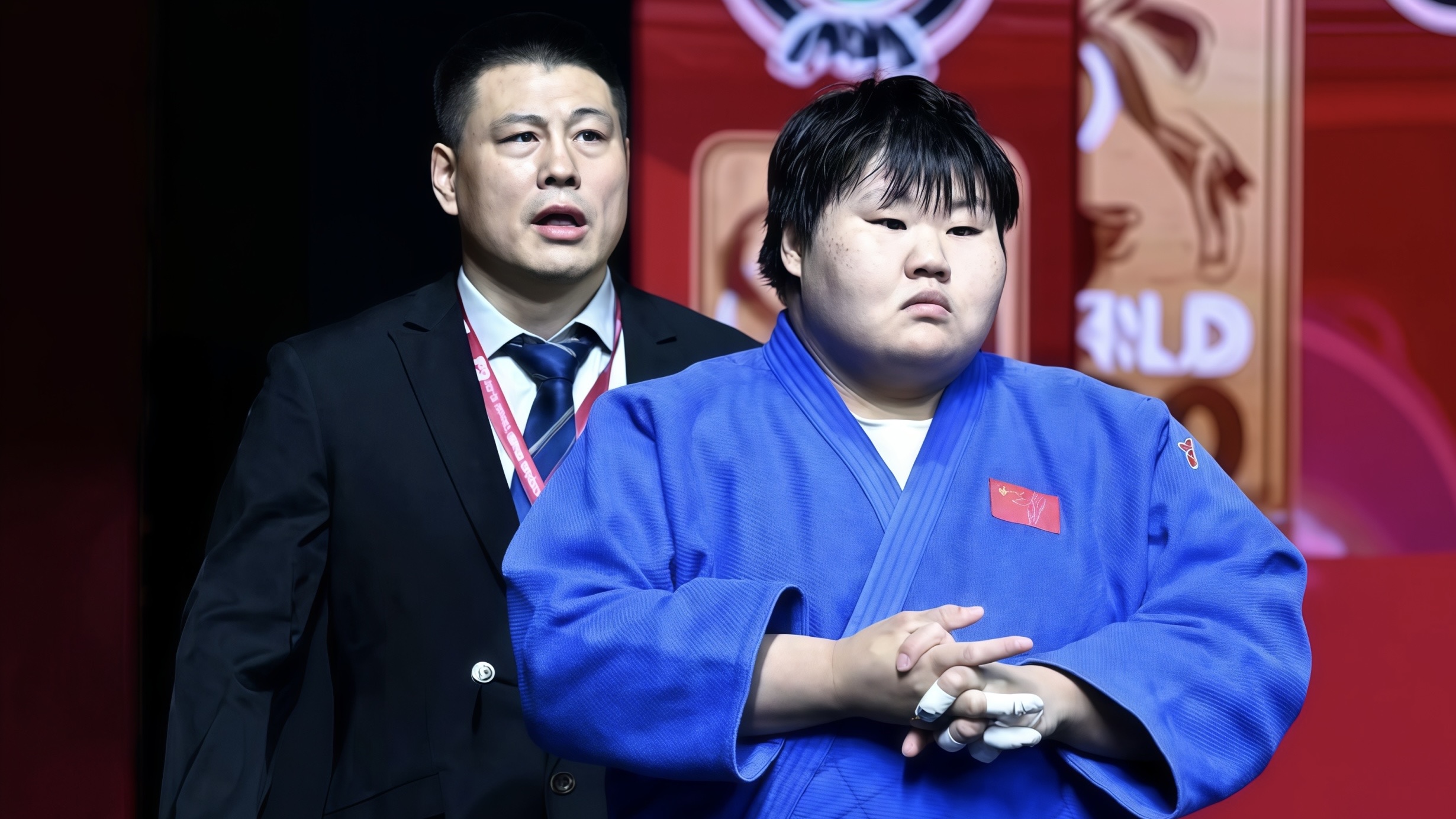 China's Niu Xinran prepares to compete against the Republic of Korea's Lee Hyeonji in the women's over-78kg final at the Asian Judo Championships in Ordos, Inner Mongolia Autonomous Region, China, April 19, 2026. /Weibo