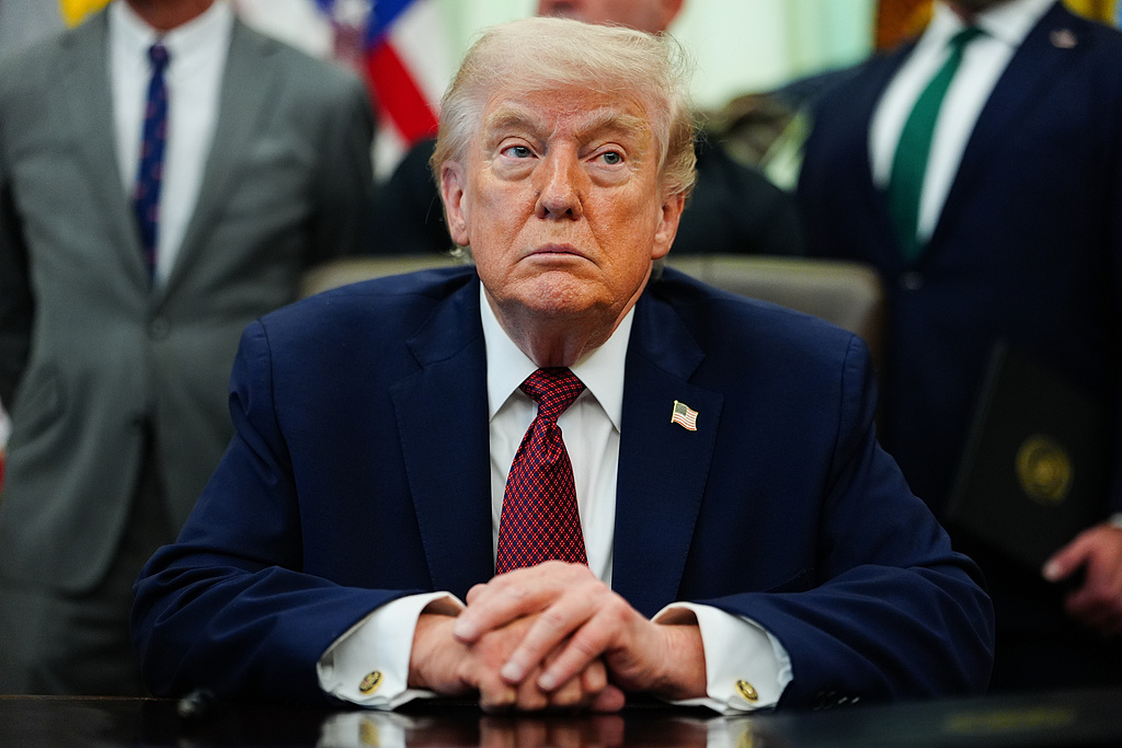 US President Donald Trump listens in the Oval Office of the White House, in Washington DC, April 18, 2026. /VCG