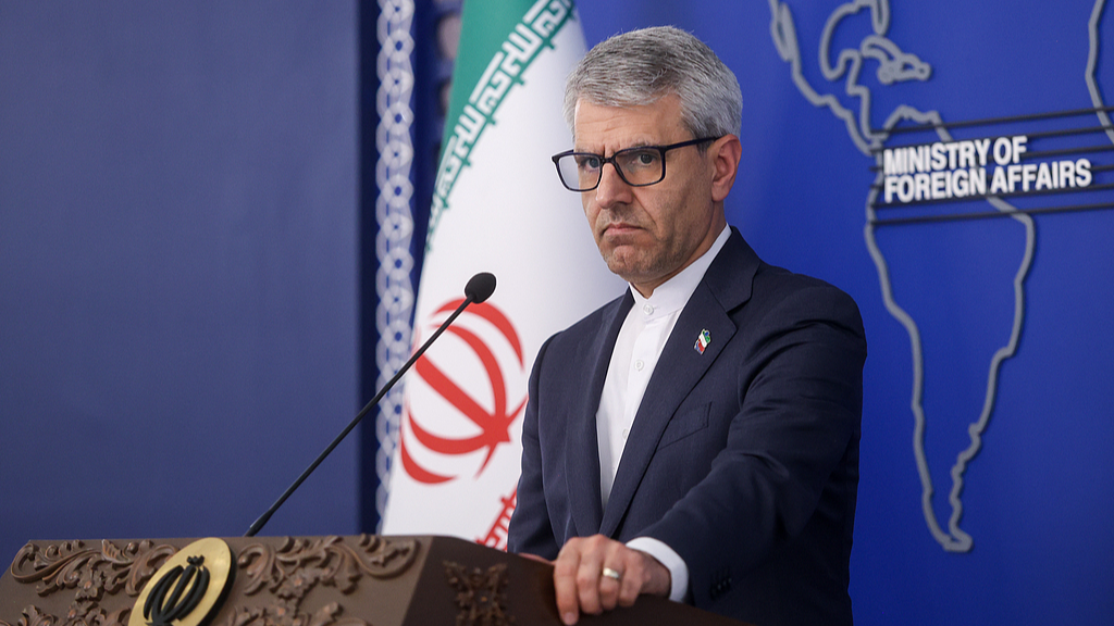 Esmaeil Baghaei, Spokesperson of Iranian Foreign Ministry seen during his weekly press conference, Tehran, Iran, February 10, 2026. /VCG