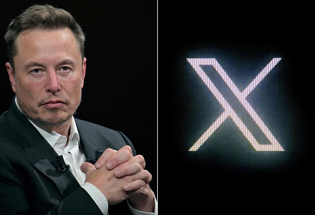 Elon Musk and the logo of X. /VCG