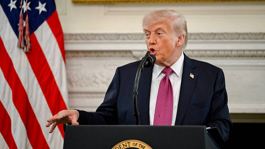 United States President Donald Trump speaks in the State Dining Room of the White House in Washington, DC, US, April 21, 2026. /VCG