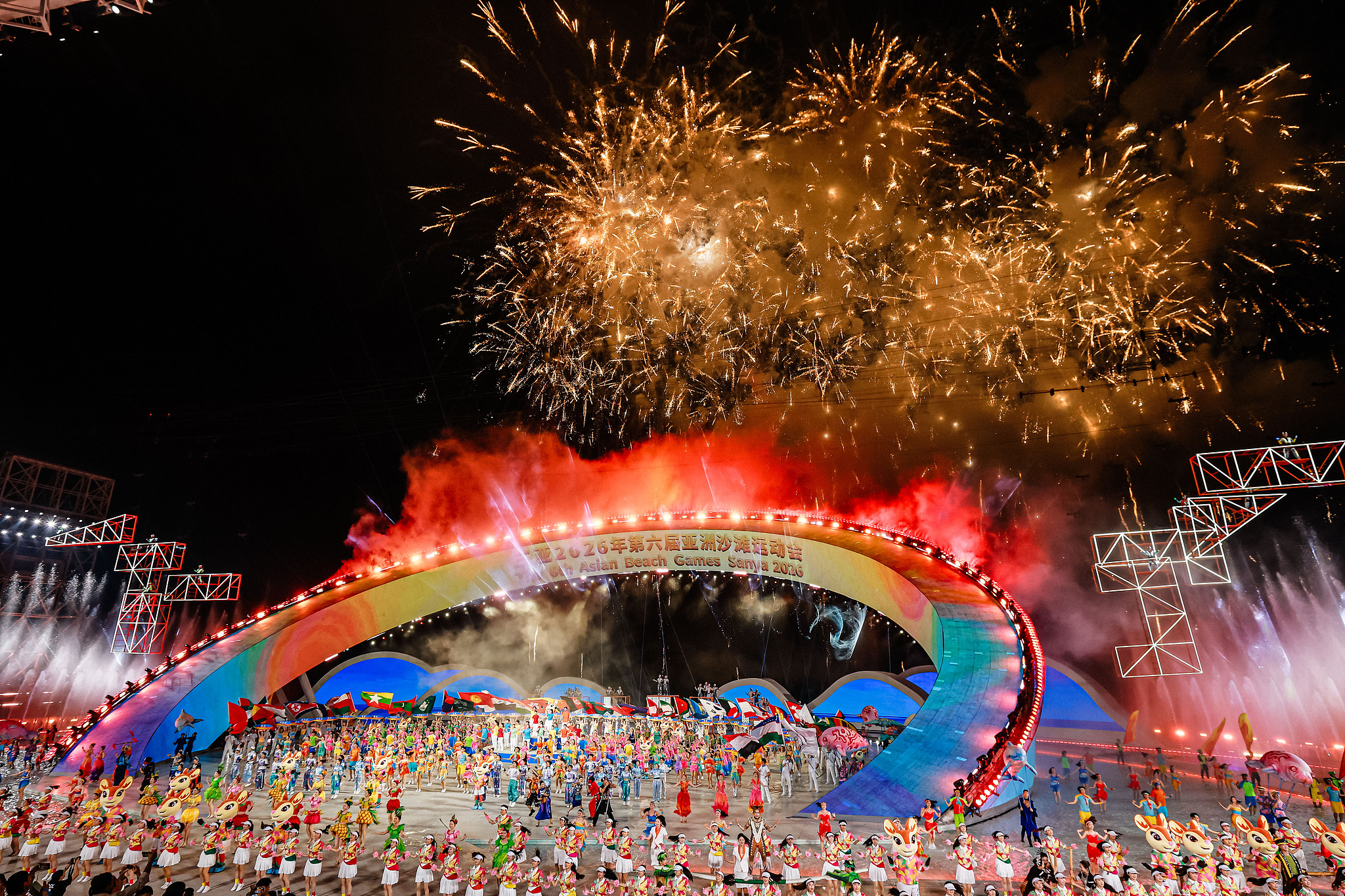 The opening ceremony of the sixth Asian Beach Games in Sanya, south China's Hainan Province, April 22, 2026. /VCG