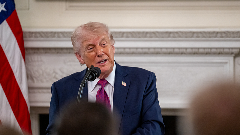 US President Donald Trump speaks at the White House in Washington, DC, US, April 21, 2026. /VCG