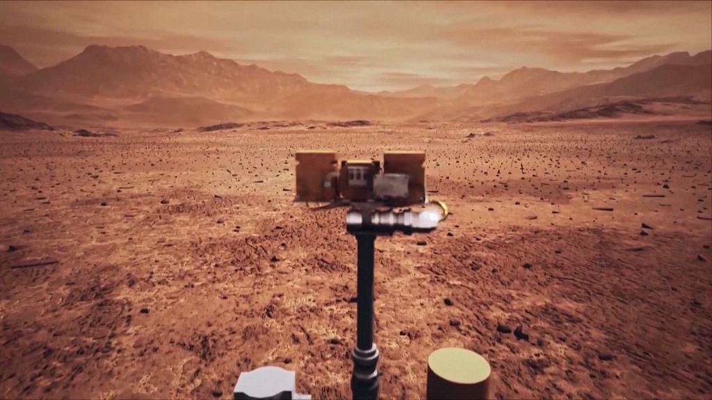 Animation showing China's Zhurong rover on Mars. /VCG