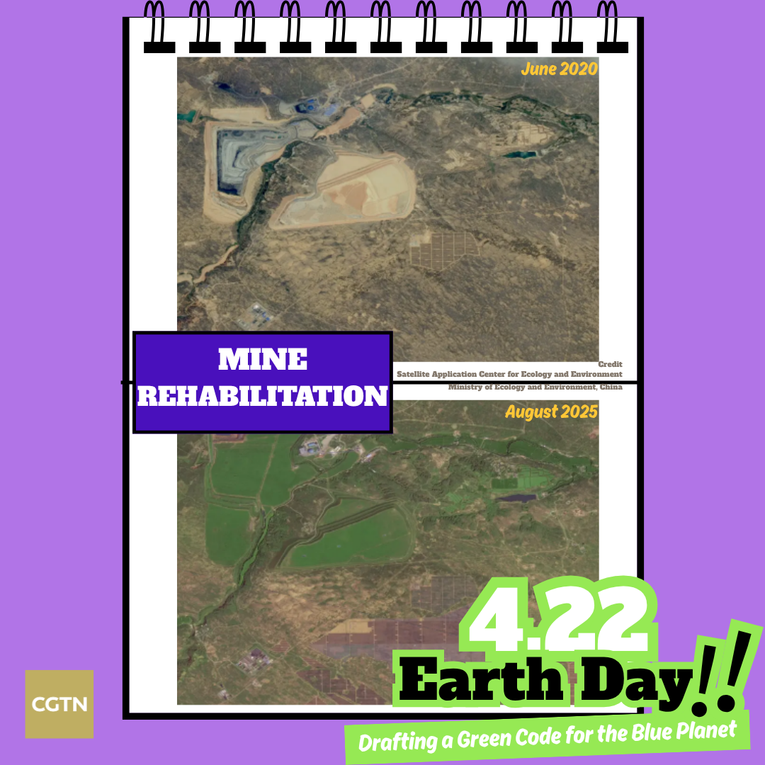 The before-and-after satellite images of Yulin in northwest China's Shaanxi Province. /Ministry of Ecology and Environment