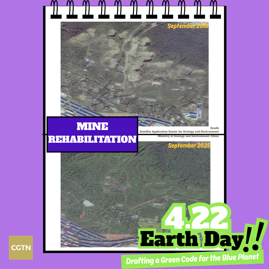 The before-and-after satellite images of Qitaihe in northesat China's Heilongjiang Province. /Ministry of Ecology and Environment