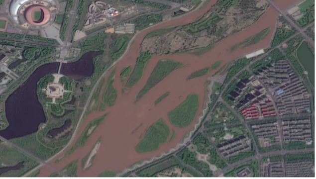 Satellite images of the riverbank in Wuzhong City in northwest China's Ningxia Hui Autonomous Region in 2025. /China's Ministry of Ecology and Environment