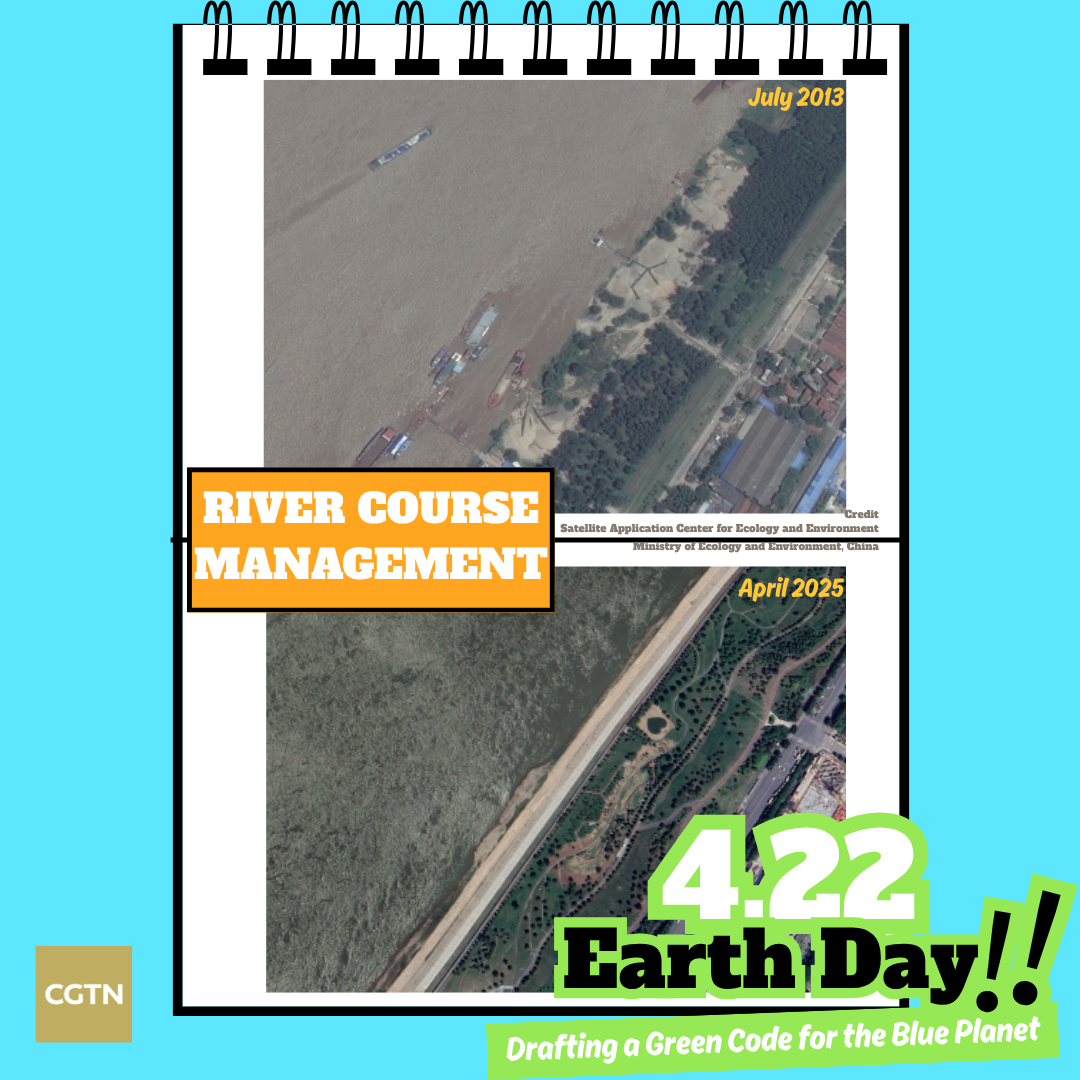 The before-and-after satellite images of the Wuhan section of the Yangtze River in central China. /Ministry of Ecology and Environment