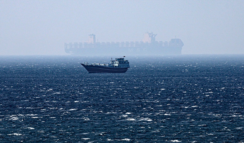 A file photo of a ship sailing in the Strait of Hormuz as seen from Khasab, Musandam Governorate, Oman, June 24, 2025. /VCG