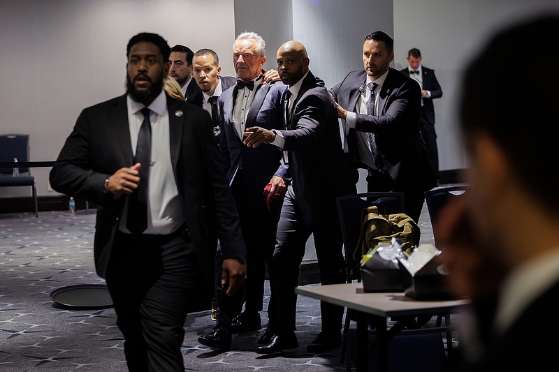 US Health and Human Services Secretary Robert F. Kennedy Jr. and his wife Cheryl Hines are evacuated after a security incident at the annual White House Correspondents' Association Dinner in Washington, DC, US, April 25, 2026. /VCG