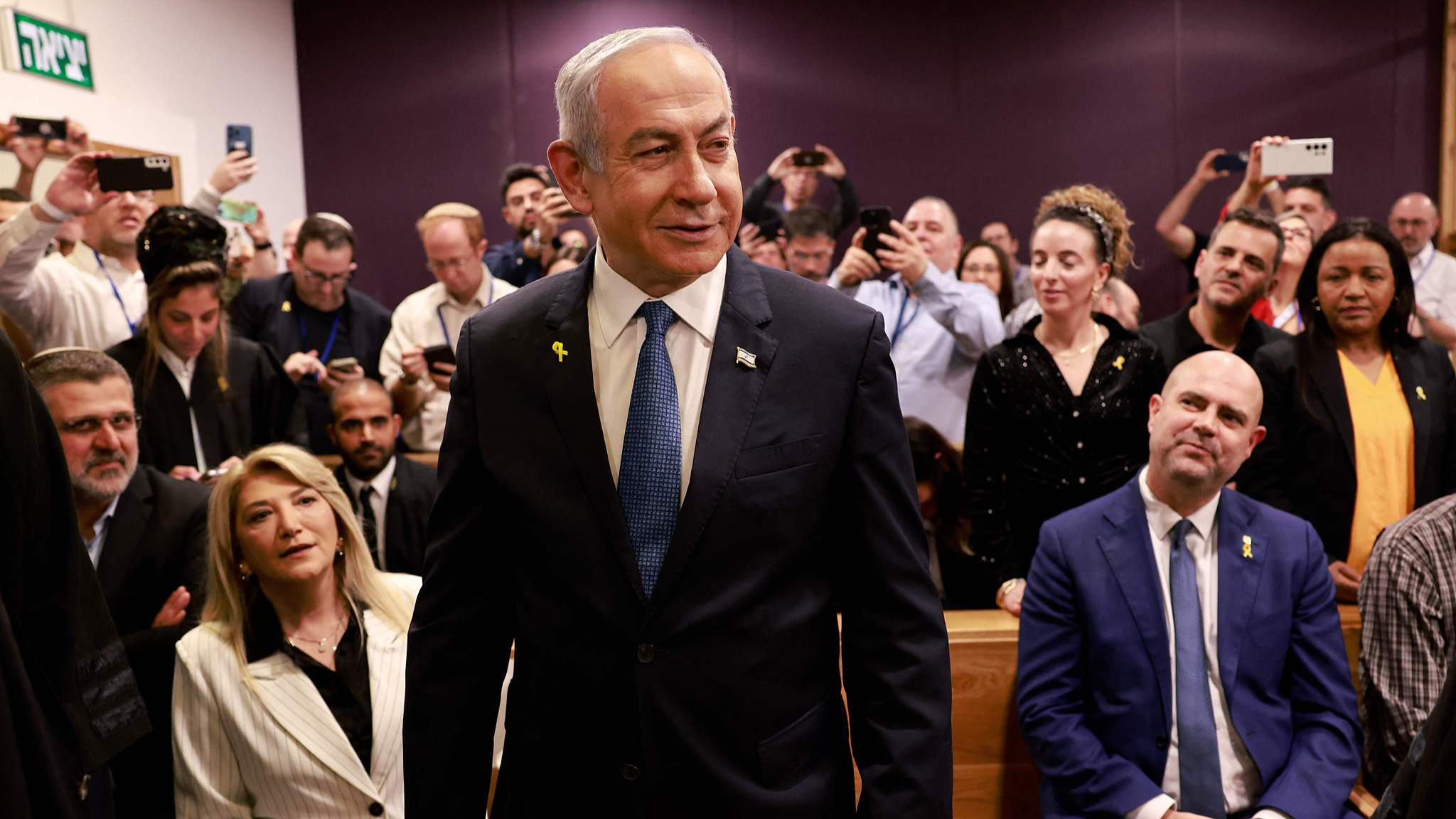 Israeli Prime Minister Benjamin Netanyahu attends a hearing in his trial on corruption charges at the district court in Tel Aviv on December 10, 2024. /VCG