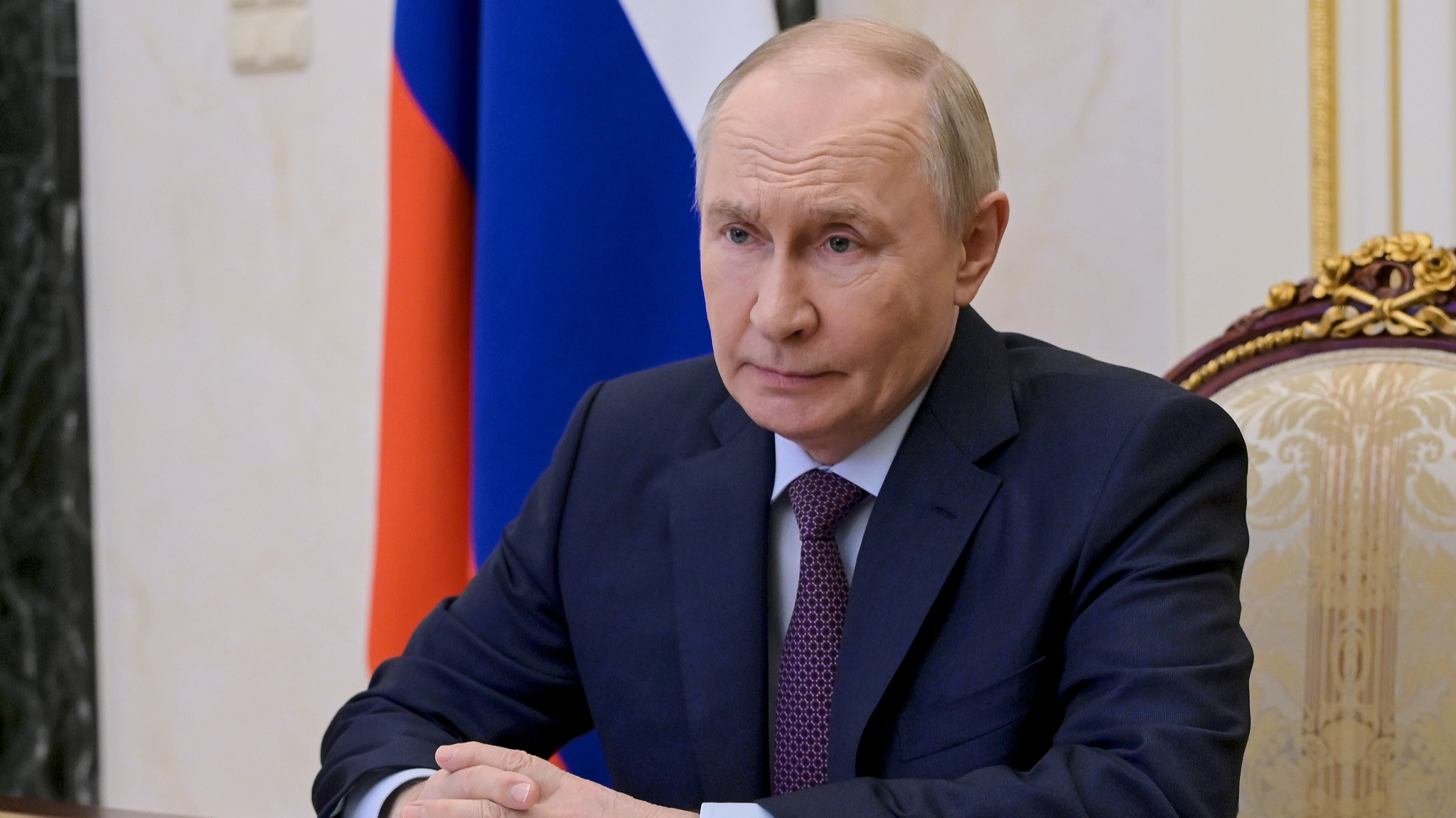 Russian President Vladimir Putin chairs a Security Council meeting via videoconference at the Kremlin in Moscow, April 24, 2026. /VCG