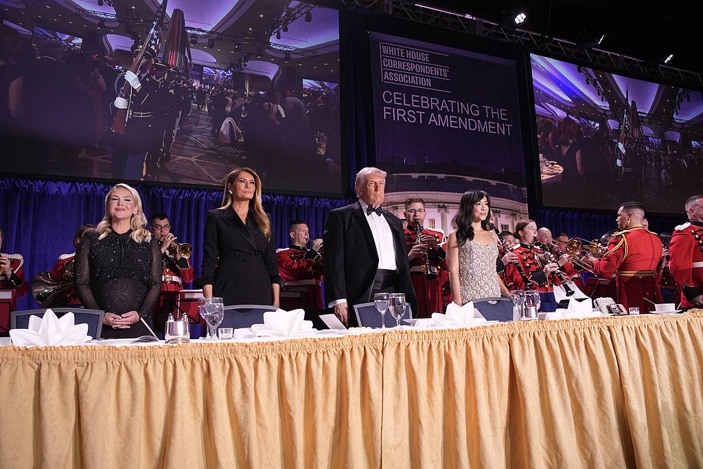 US President Donald Trump and First Lady Melania Trump participate in the White House Correspondents' Association Dinner, Washington, D.C., US, April 25, 2026. /VCG