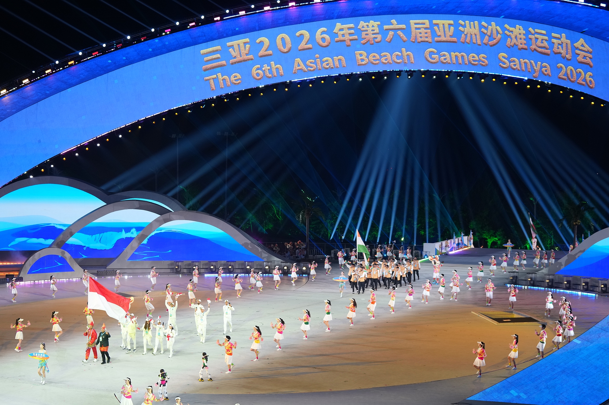 The sixth edition of the Asian Beach Games opens in Sanya, south China's Hainan Province, April 22, 2026. /VCG