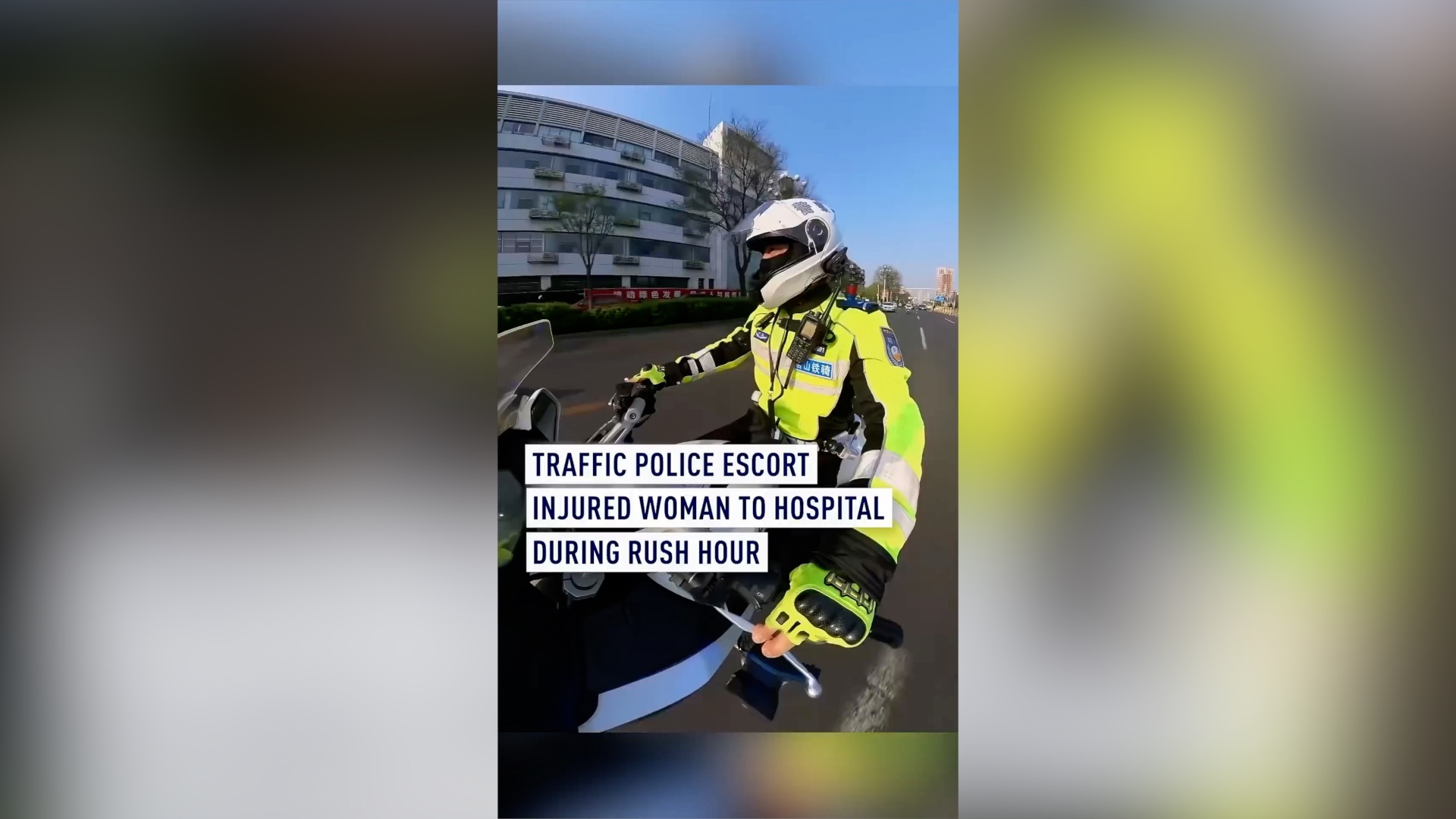Traffic police escort injured woman to hospital during rush hour