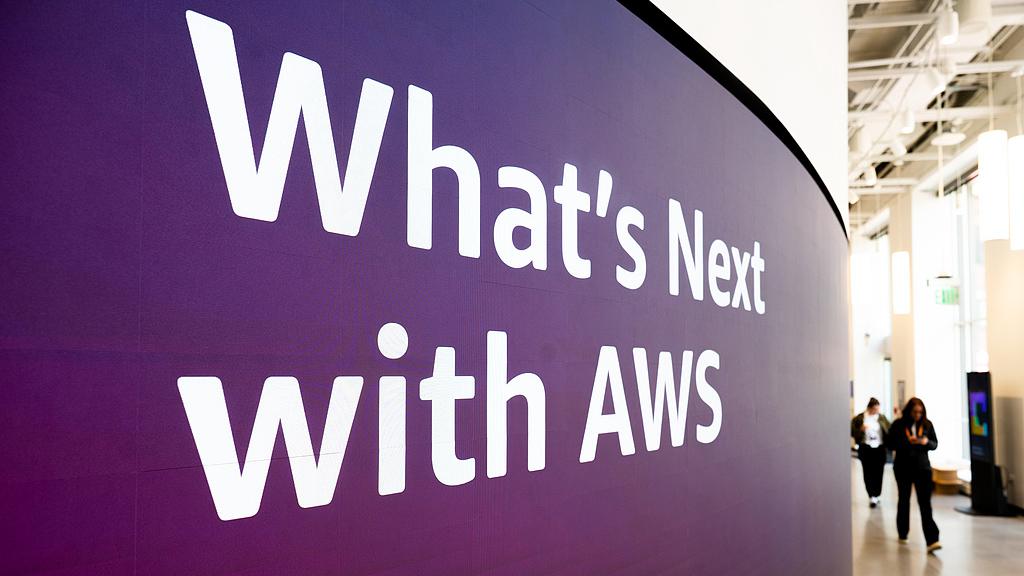 A sign during What's Next with AWS, an event hosted by Amazon Web Services in San Francisco, April 28, 2026. /VCG