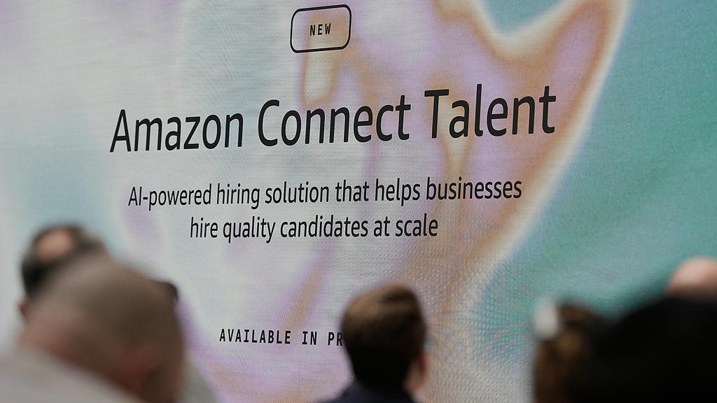 Amazon Connect Talent displayed at a What's Next with AWS event in San Francisco, April 28, 2026. /VCG