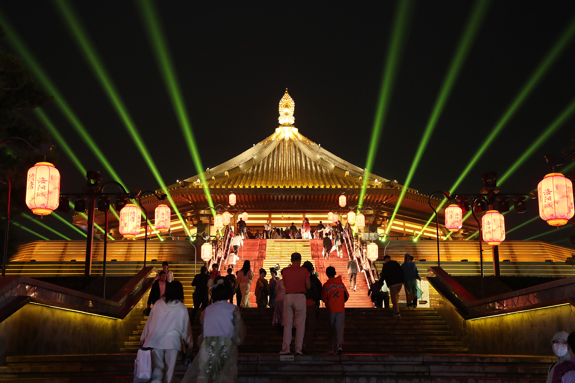 Mingtang in Luoyang, Henan Province is lit up at night. /CGTN