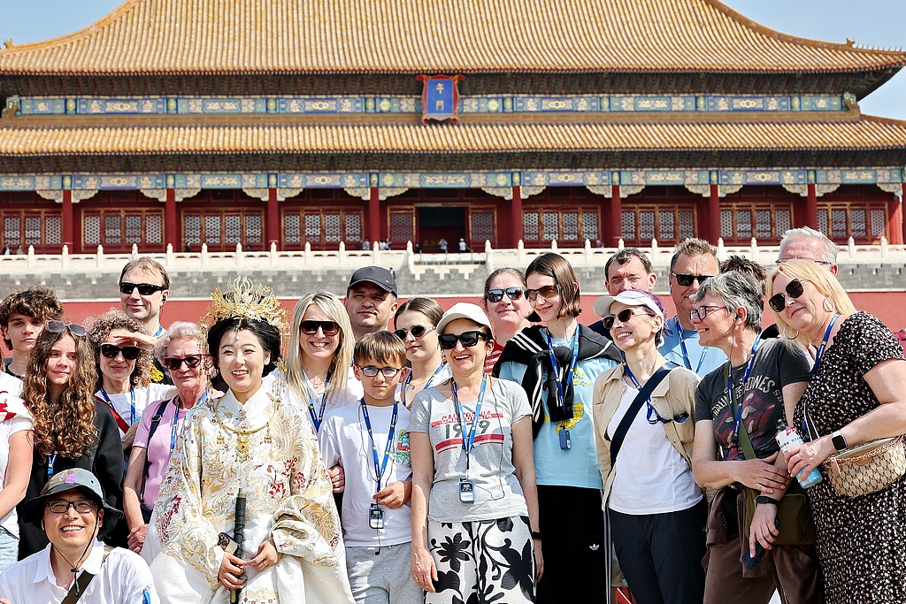 International visitors are seen at the Palace Museum in Beijing, May 1, 2026. /VCG