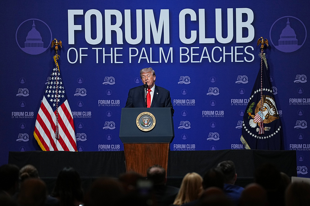 US President Donald Trump speaks at the Raymond F. Kravis Center for the Performing Arts in West Palm Beach, Florida, US, May 1, 2026. /VCG