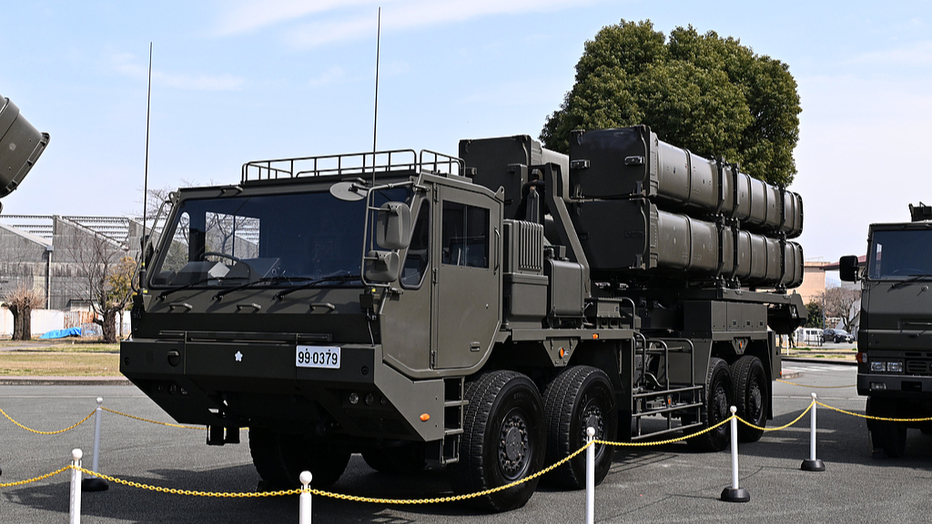 The launch system for the Type 12 surface-to-ship missile is on display at the Japan Ground Self-Defense Force Kengun Garrison in Higashi Ward, Kumamoto City, Kumamoto Prefecture, southwestern Japan and Kyushu Island region, March 17, 2026. /VCG