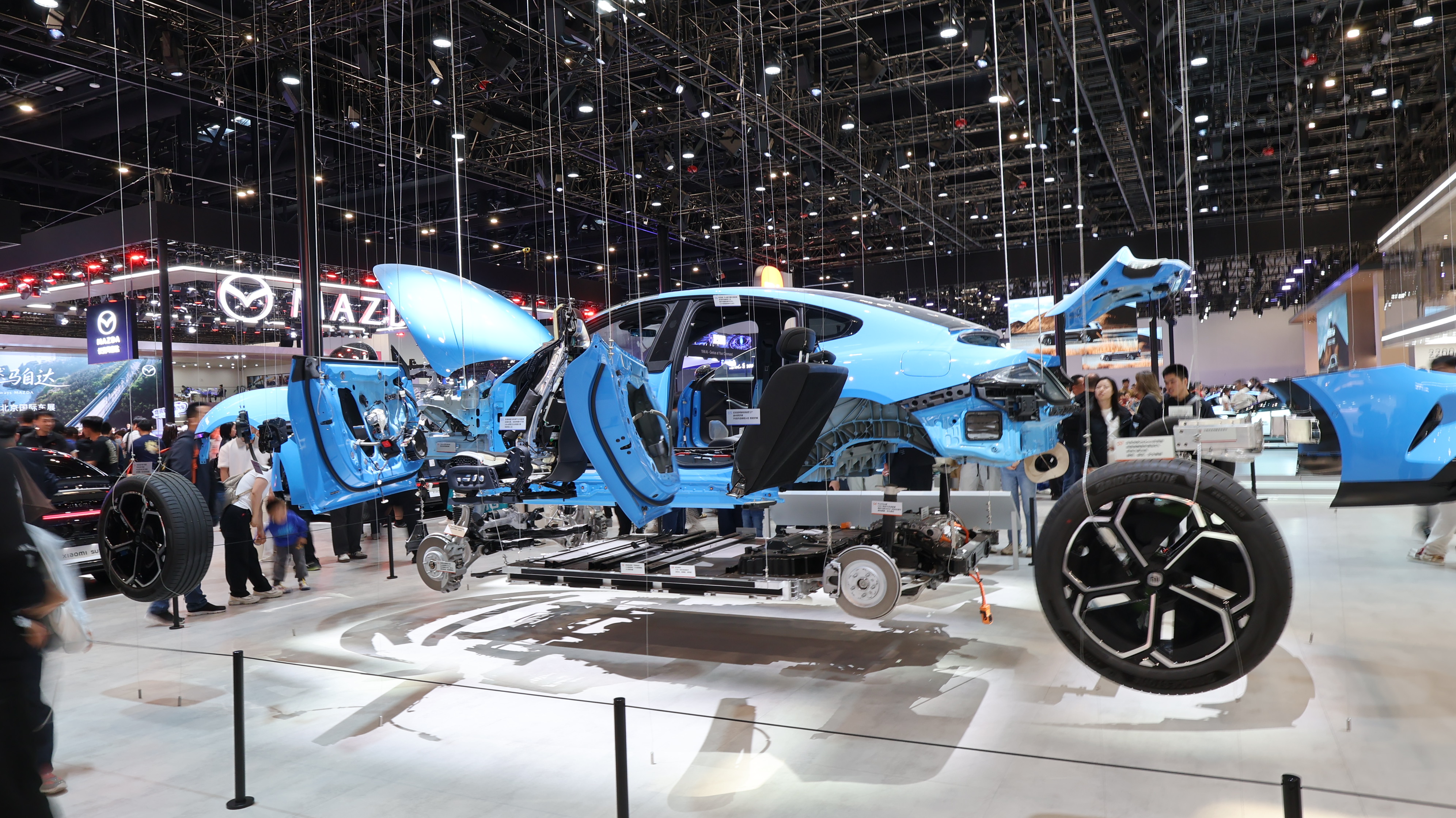 A display of a disassembled EV at the Beijing International Automotive Exhibition 2026, in Beijing, China,  May 4, 2026. /Ankit Prasad-CGTN
