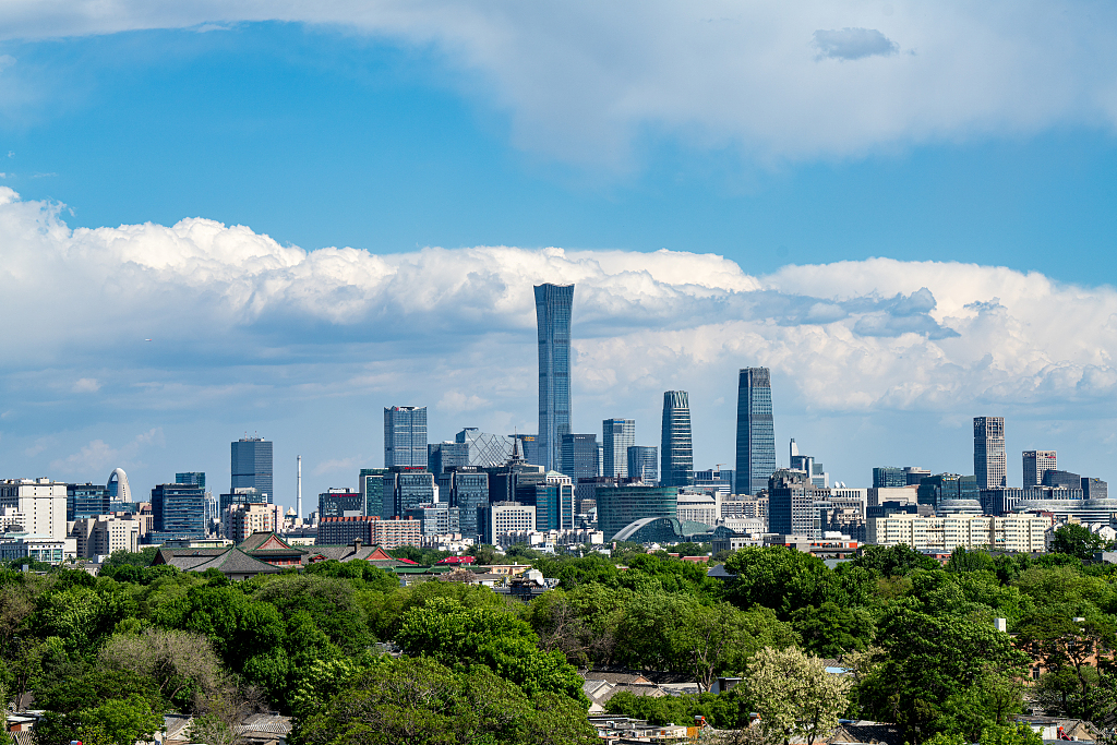 A panoramic skyline view along Beijing’s Central Axis, April 29, 2026. /CFP