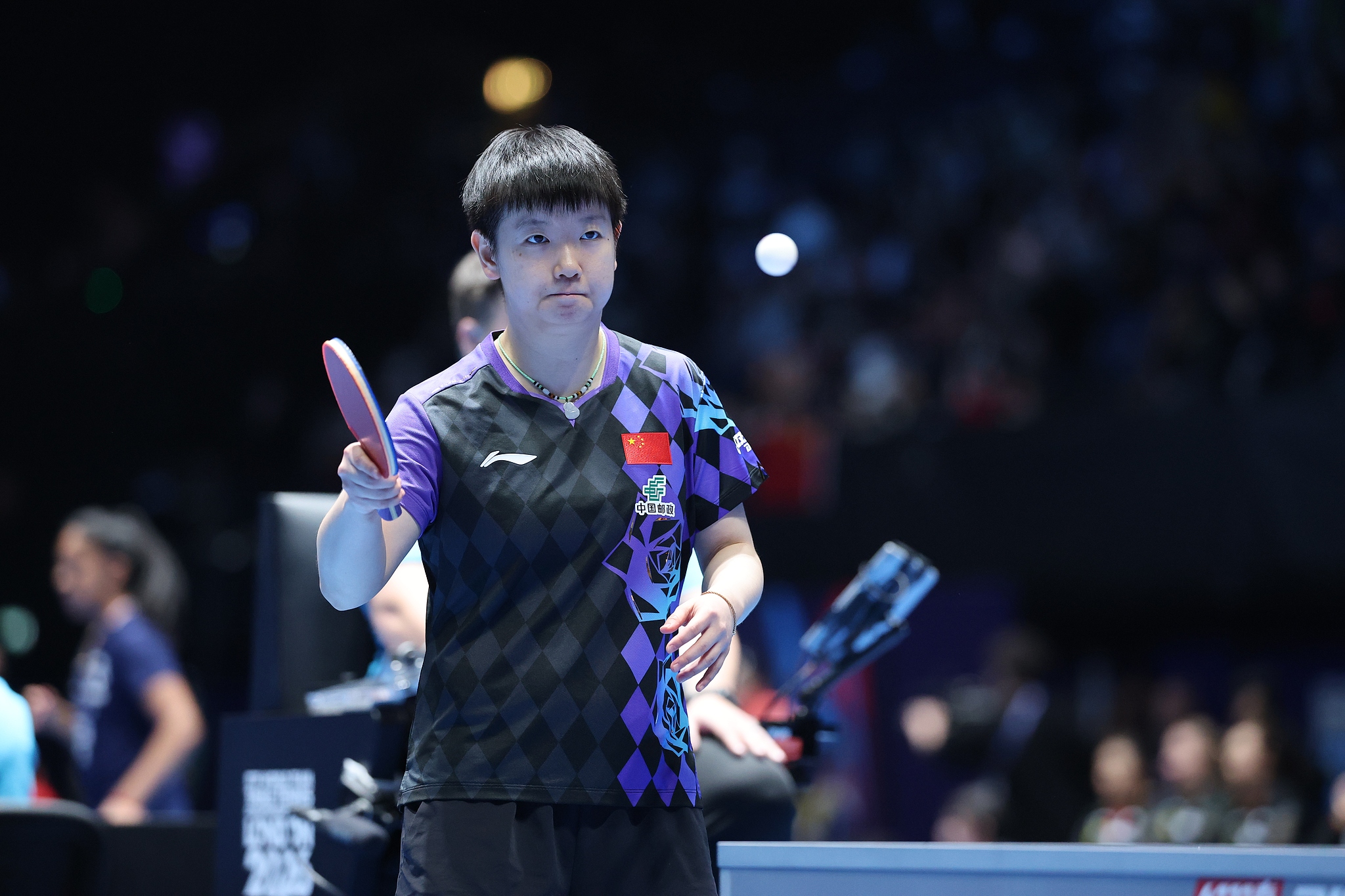 China's Sun Yingsha prepares to face the Republic of Korea's Kim Na-yeong at the ITTF World Team Table Tennis Championships in London, England, May 3, 2026. /VCG