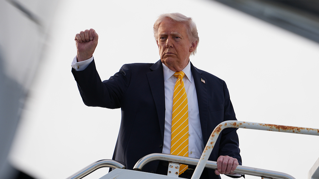 US President Donald Trump board Air Force One at Palm Beach International Airport in West Palm Beach, Florida, the United States, May 2, 2026. /VCG