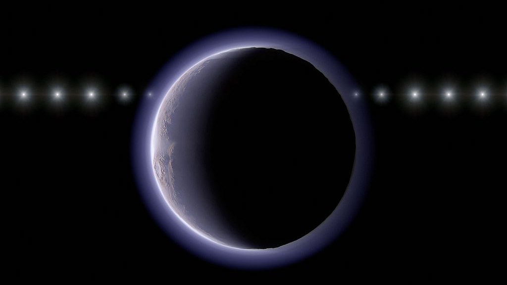 Artist's impression of the trans-Neptunian object (612533) 2002 XV93 occulting a background star, May 4, 2026. /VCG