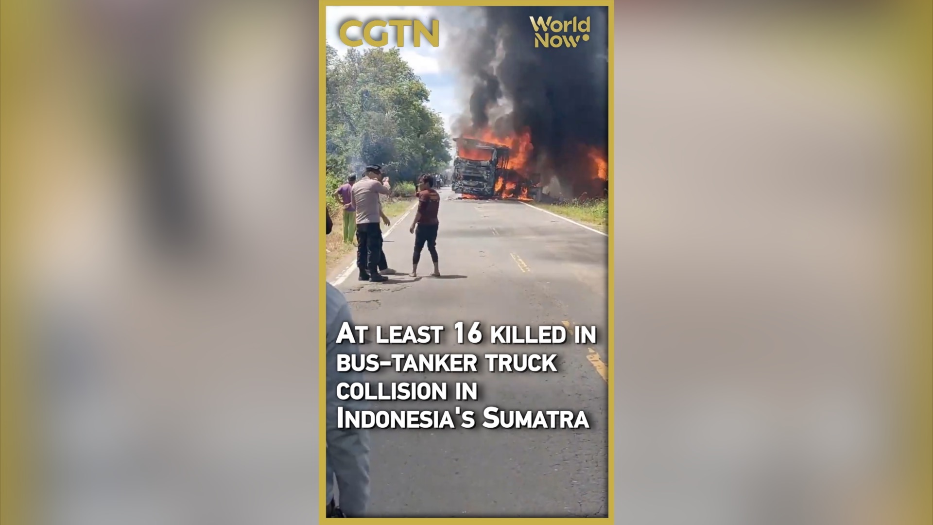 At least 16 killed in bus-tanker truck collision in Indonesia's Sumatra