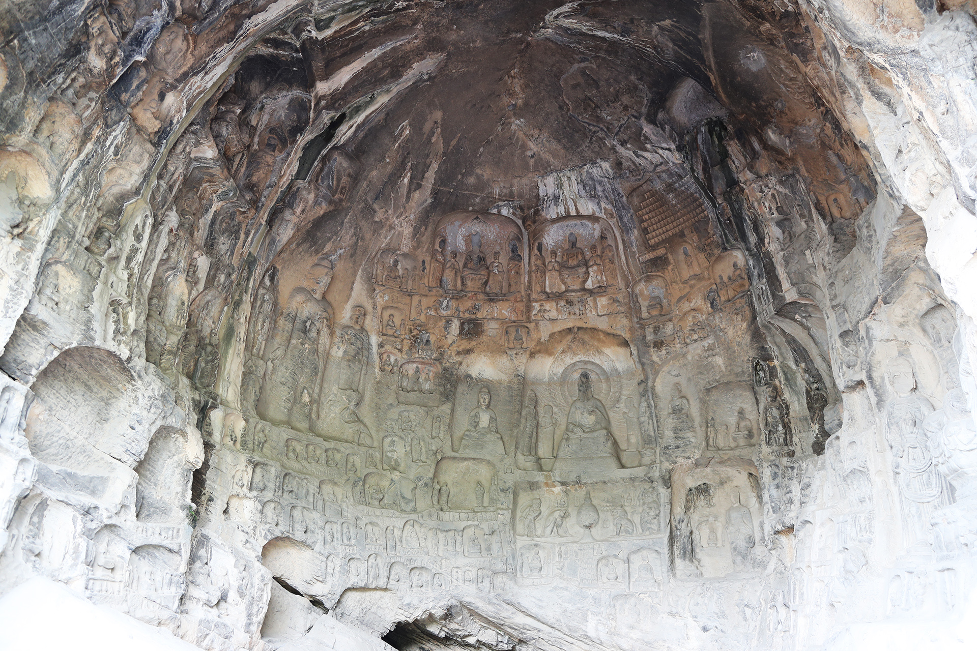 Intricate carvings are seen at the Longmen Grottoes in Luoyang, Henan Province. /CGTN