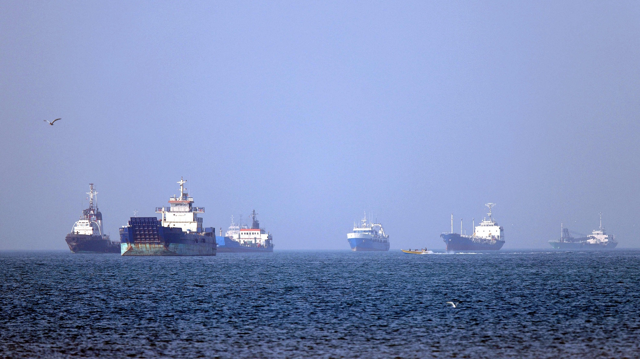 Vessels are seen in the Strait of Hormuz, May 4, 2026. /VCG