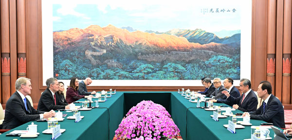 Member of the Political Bureau of the Communist Party of China Central Committee and Chinese Foreign Minister Wang Yi holds talks with a visiting delegation of US senators led by Steve Daines, in Beijing, China, May 7, 2026. /Chinese Foreign Ministry
