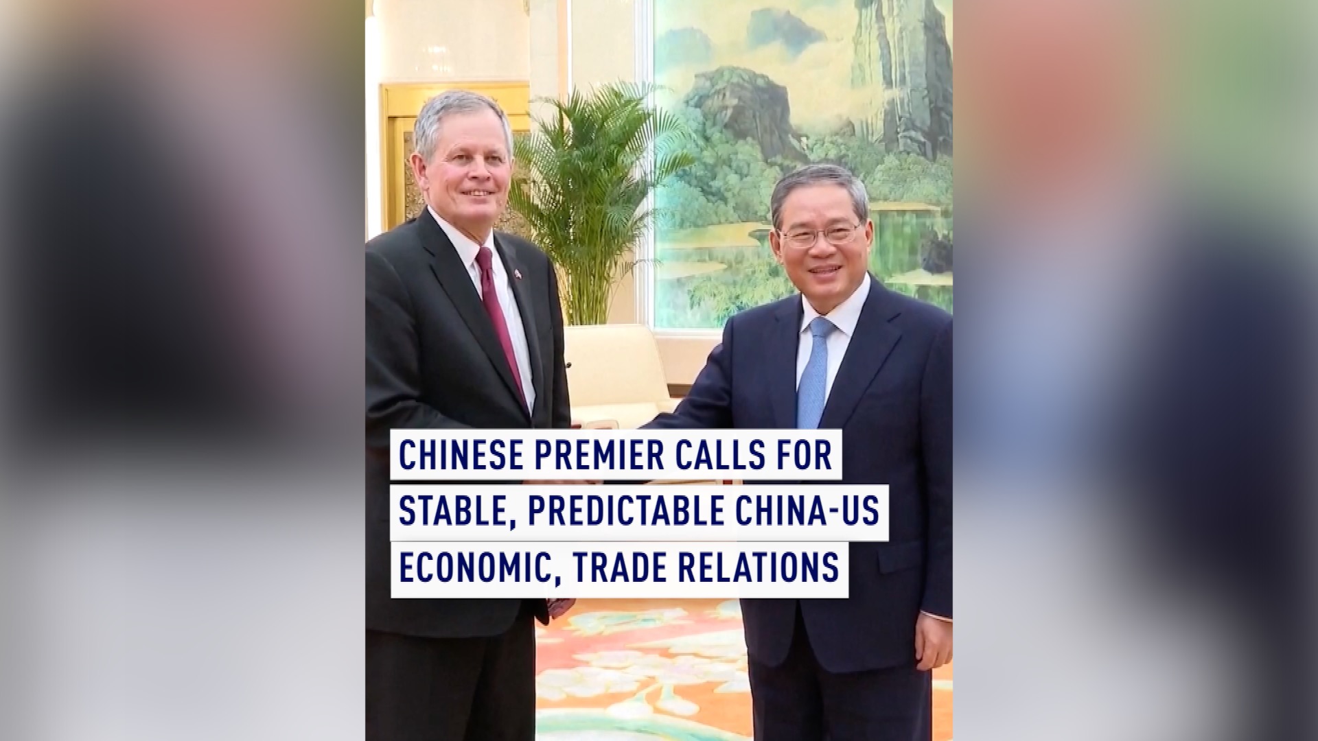 Chinese premier calls for stable, predictable China-US economic, trade relations