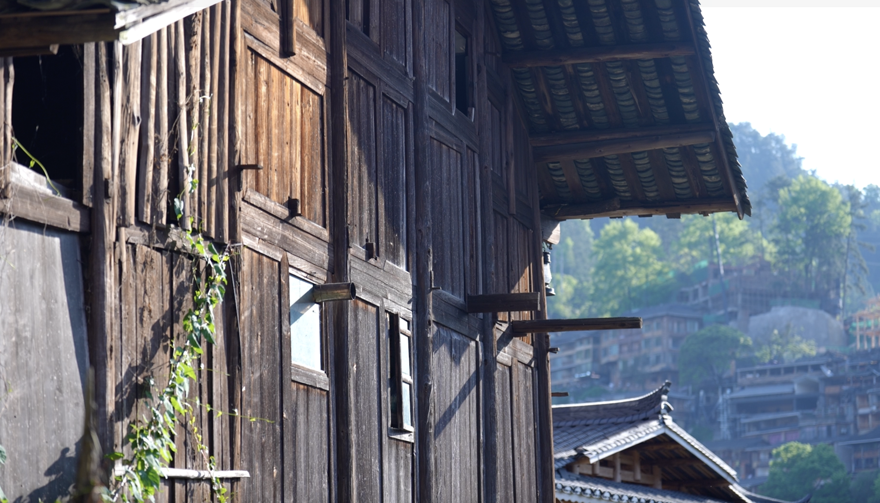 Old stilted Miao house in One-Thousand-Household Miao village of Xijiang. /CGTN
