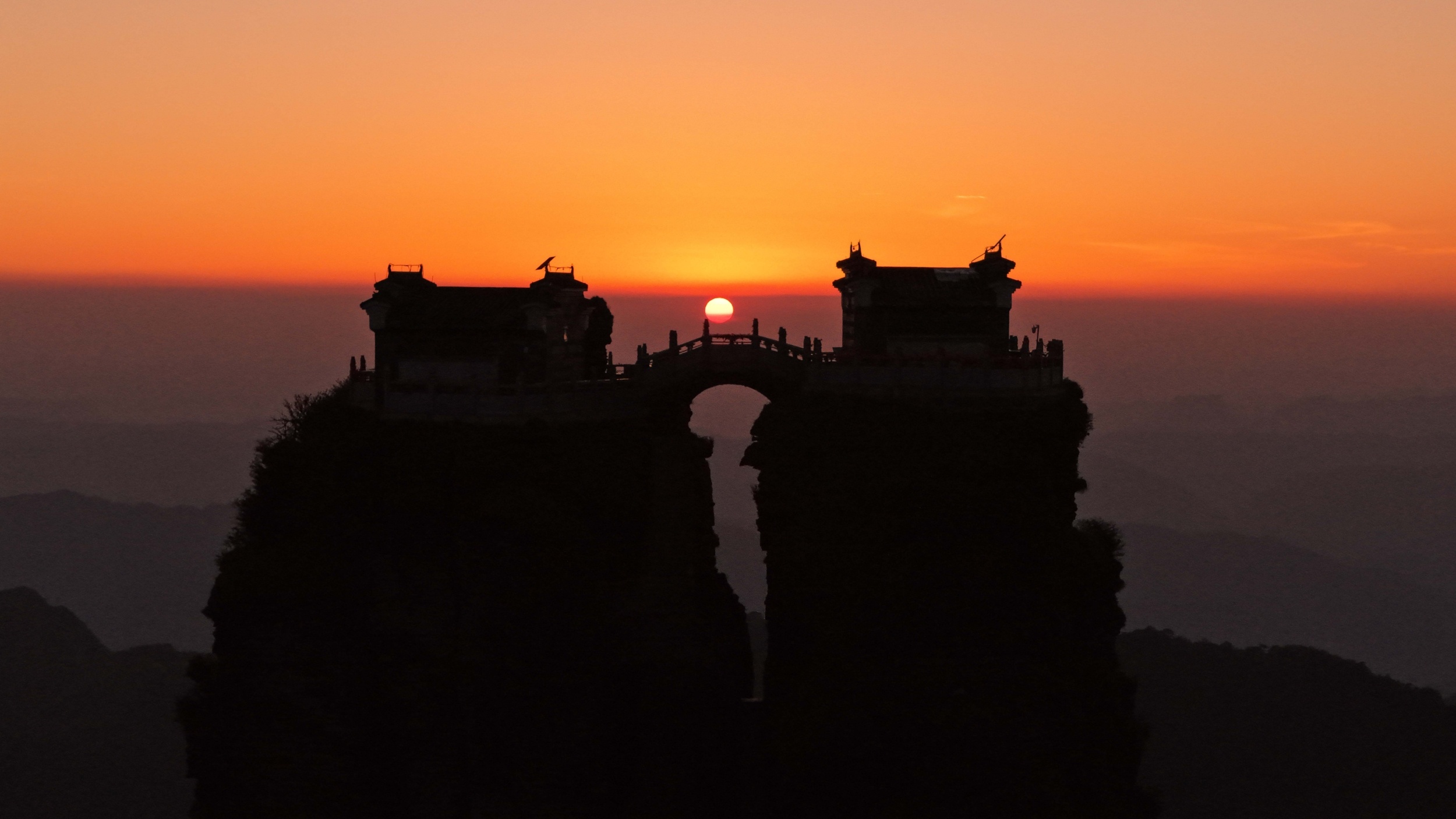 Sunset glow over Mount Fanjing
