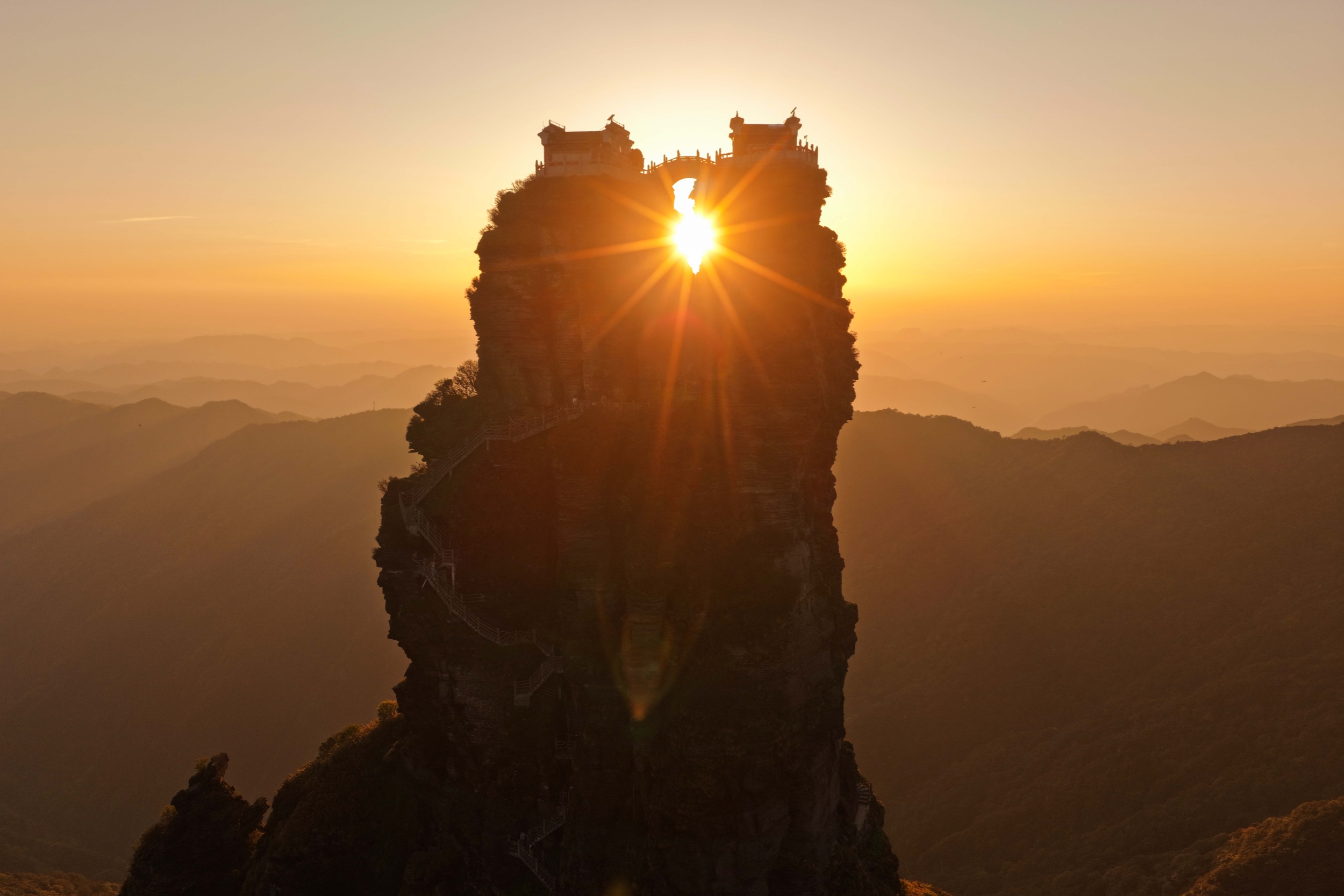 Mount Fanjing is seen in southwest China's Guizhou Province on May 5, 2026. /Tongren Media Convergence Center