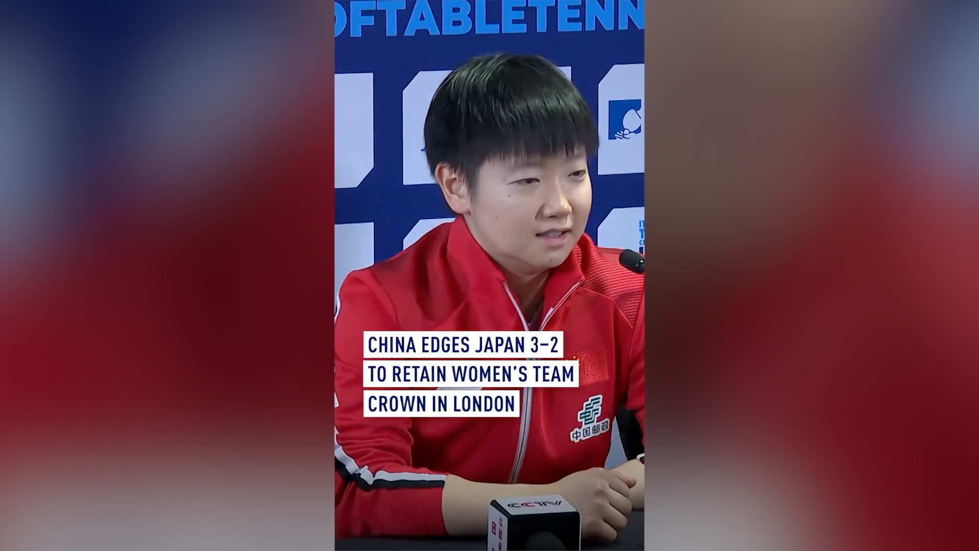 China beats Japan 3-2 to retain women's table tennis team crown 