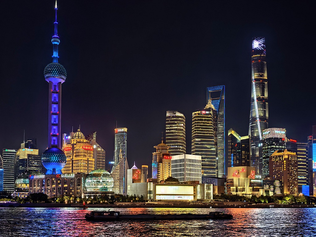 The Lujiazui skyline stands brilliantly lit as viewed from the Shanghai Bund on April 25, 2026. /VCG