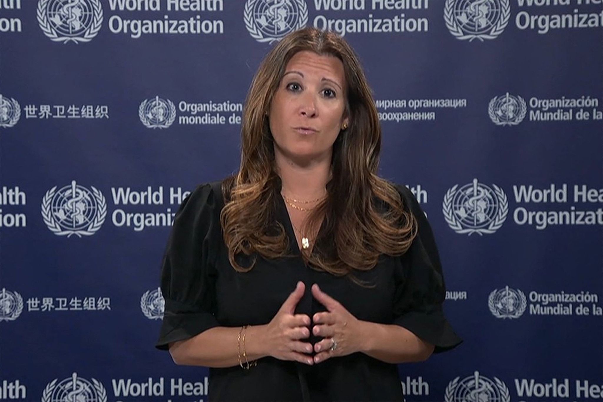 Maria Van Kerkhove, the acting director of the Department of Epidemic and Pandemic Threat Management of the WHO, speaks about hantavirus cases at the WHO headquarters in Geneva, Switzerland, May 4, 2026. /VCG