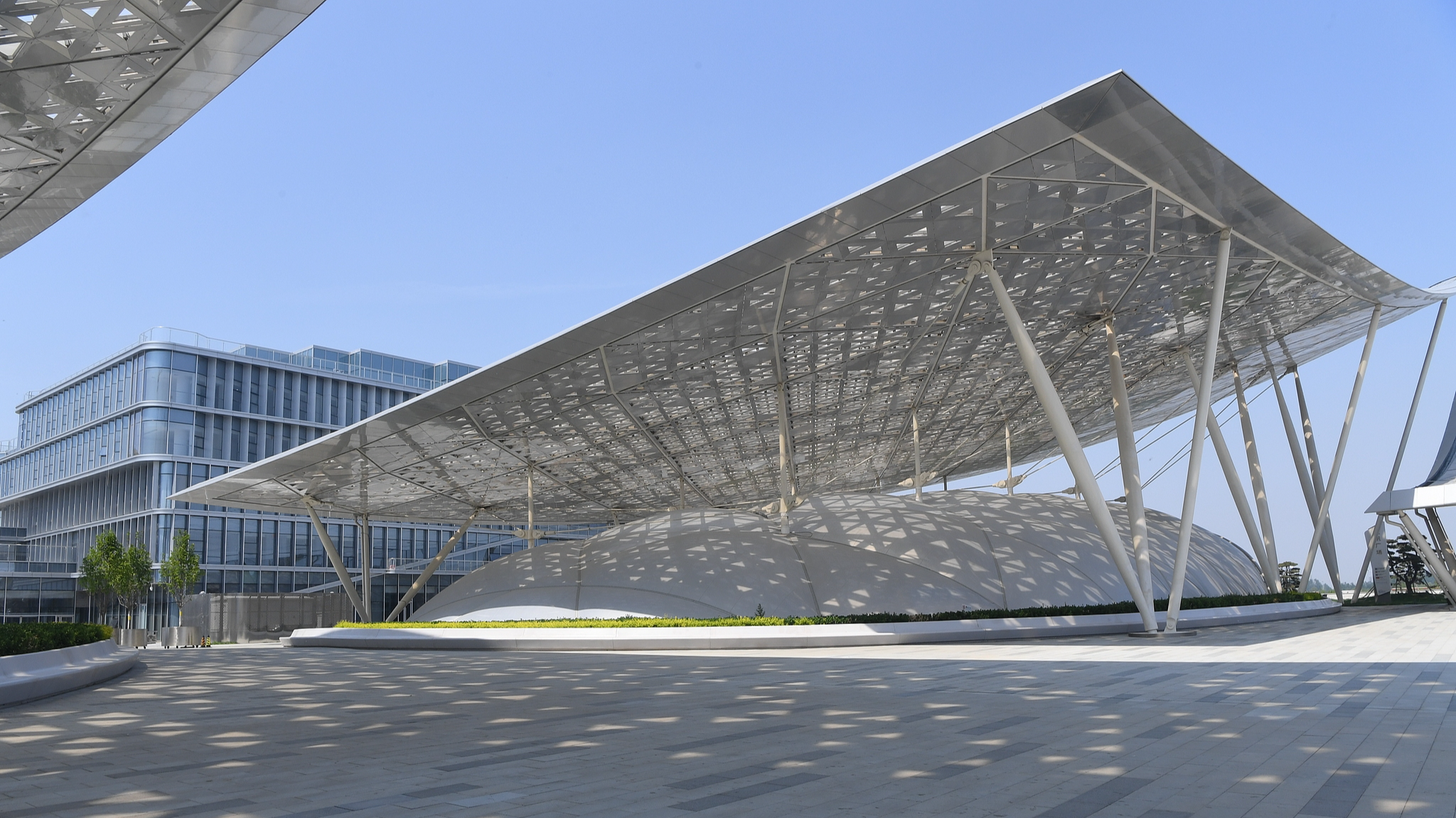 An exterior view of Beijing Tongzhou Railway Station in Beijing, China, May 5, 2026. /VCG
