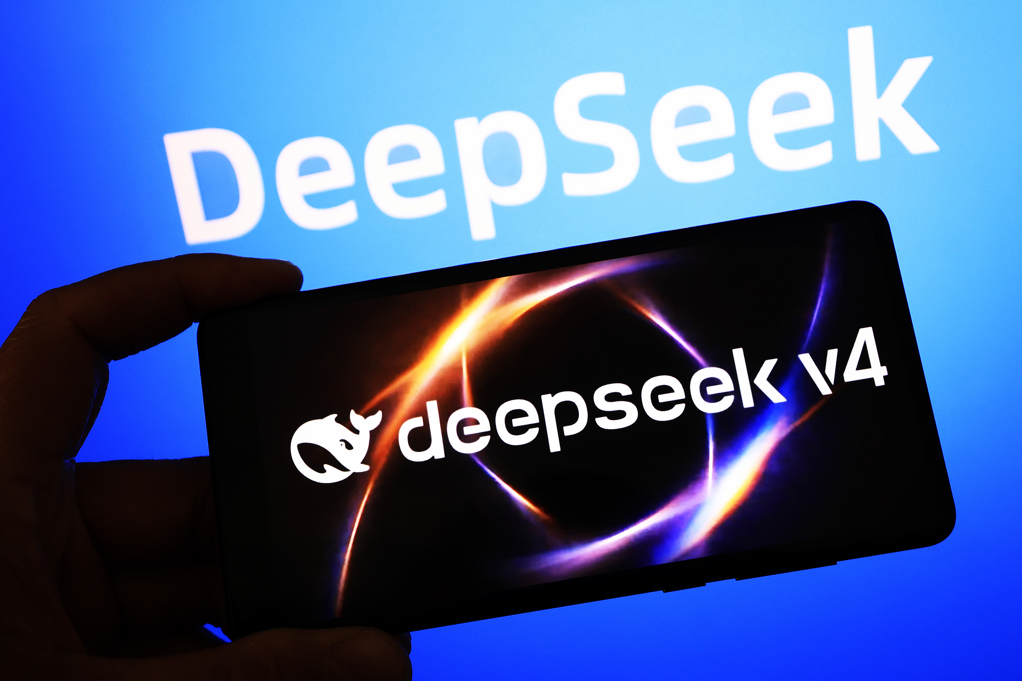 An image of the DeepSeek logo and its V4 version. /VCG