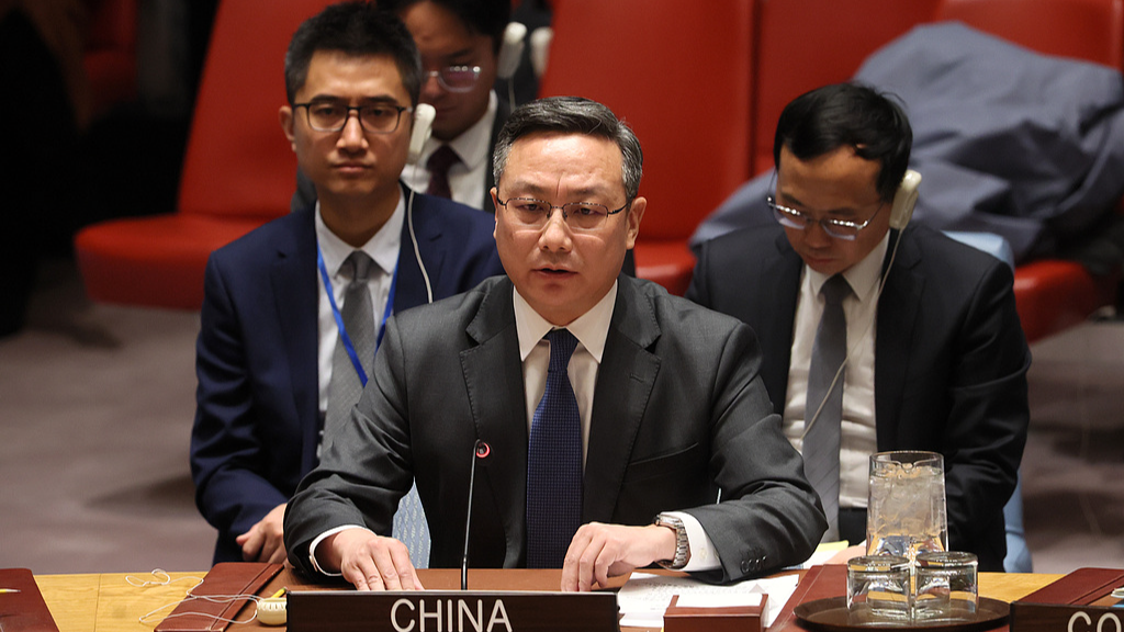 China's Deputy Permanent Representative to the UN Sun Lei addresses the Security Council at UN headquarters in New York, January 22, 2026. /VCG