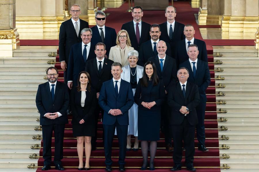 Hungarian Prime Minister Peter Magyar with members of new government in Budapest, Hungary, May 12, 2026. /Xinhua
