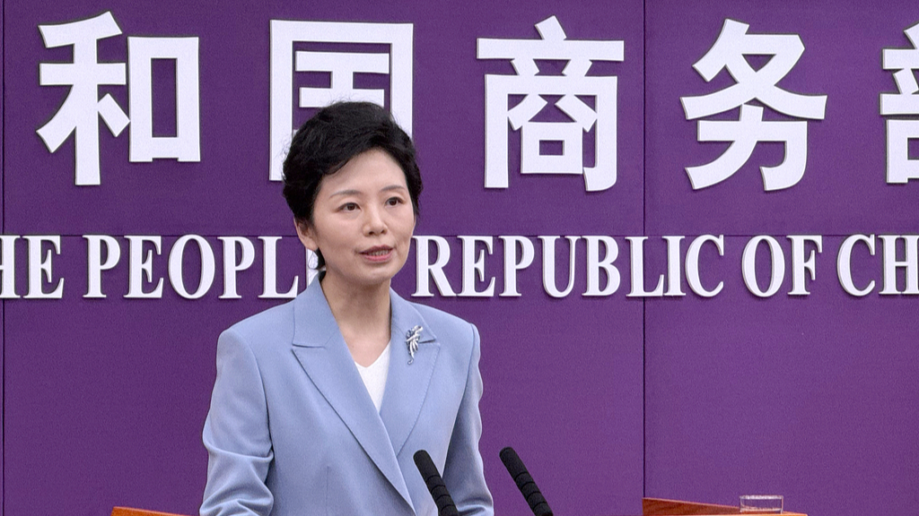 A file photo of He Yongqian, a spokesperson of China's Ministry of Commerce. /VCG