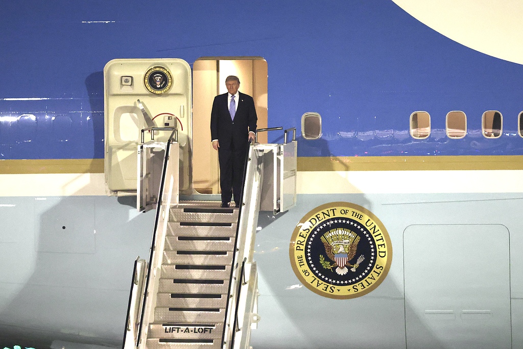 US President Donald Trump arrived in Beijing on Wednesday evening for a state visit to China, May 13, 2026. /VCG