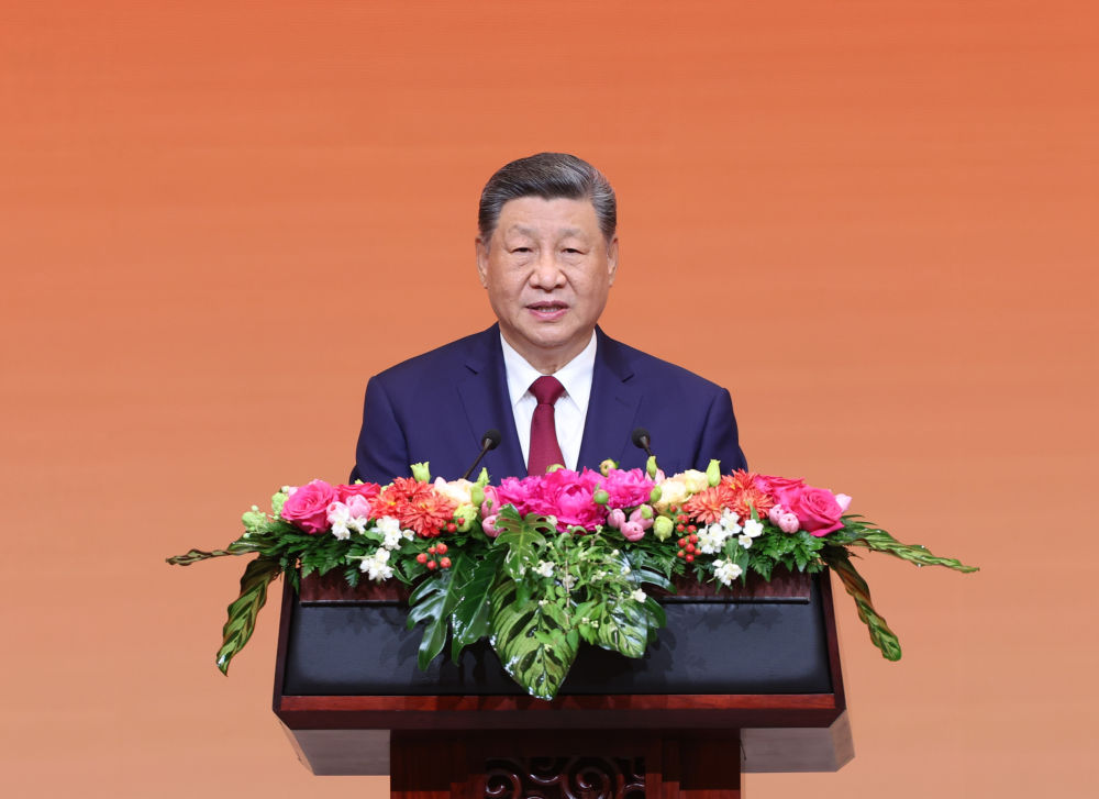 Chinese President Xi Jinping addresses a banquet to welcome US President Donald Trump at the Great Hall of the People in Beijing, capital of China, May 14, 2026. /Xinhua