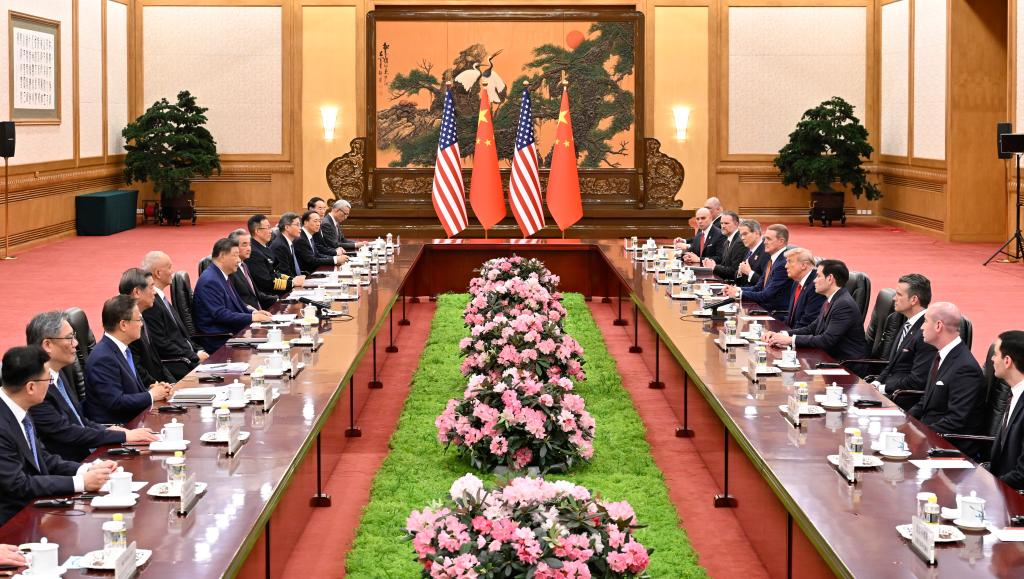 Chinese President Xi Jinping holds talks with US President Donald Trump, who is on a state visit to China, at the Great Hall of the People in Beijing, capital of China, May 14, 2026. /Xinhua
