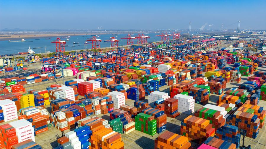A view of the Longtan Container Terminal at Nanjing Port, east China's Jiangsu Province, December 14, 2025. /Xinhua